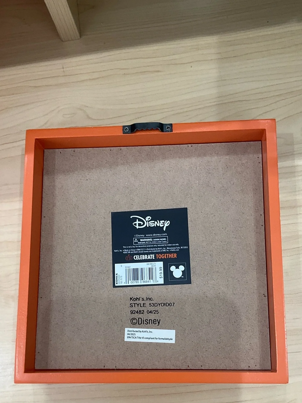 Disney Orange Wooden Shadow Box Frame
